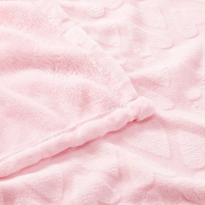 Plush Embossed Baby Blanket Hearts - Cloud Island™ Pink 4 Plush Embossed Baby Blanket Hearts - Cloud Island™ Pink - Image 2