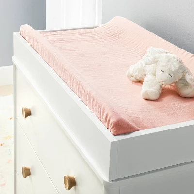 Muslin Changing Pad Cover - Pink - Cloud Island™ 3 Muslin Changing Pad Cover - Pink - Cloud Island™
