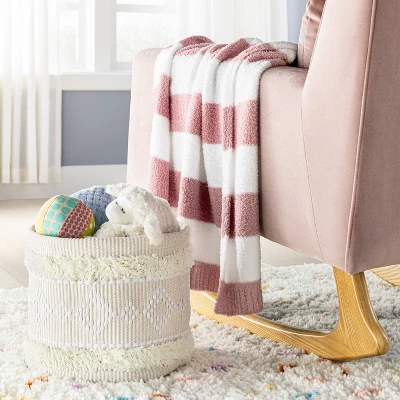 Chenille Stripe Baby Blanket - Dark Pink And White Stripe - Cloud Island™ 3 Chenille Stripe Baby Blanket - Dark Pink And White Stripe - Cloud Island™