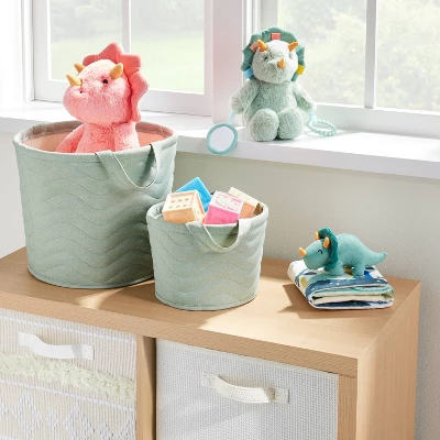 Quilted Fabric Small Round Storage Basket - Green - Cloud Island™ 3 Quilted Fabric Small Round Storage Basket - Green - Cloud Island™