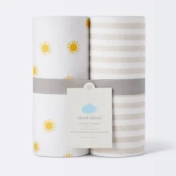 Flannel Swaddle Baby Blankets - Yellow Sun And Stripe - 2pk - Cloud Island™ -Cloud Island Shop GUEST 3d36f01e efe2 4524 972e c2dcdabf32e5