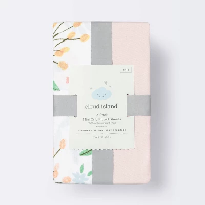 Fitted Mini Crib Sheet - Cloud Island™ - Meadow/Pink - 2pk 4 Fitted Mini Crib Sheet - Cloud Island™ - Meadow/Pink - 2pk - Image 2