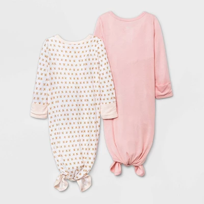 Baby Girls' 2pk Modal Tie NightGown - Cloud Island™ Pink 3 Baby Girls' 2pk Modal Tie NightGown - Cloud Island™ Pink