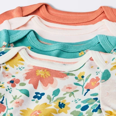 Baby Girls' 4pk Long Sleeve Bodysuit - Cloud Island™ Floral 4 Baby Girls' 4pk Long Sleeve Bodysuit - Cloud Island™ Floral - Image 2