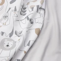 Crib Fitted Sheets Animals And Gray Solid - Cloud Island™ - 2pk