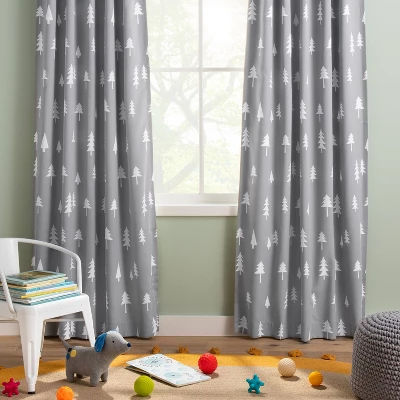 Blackout Curtain Panel Trees - Cloud Island Gray 3 Blackout Curtain Panel Trees - Cloud Island Gray