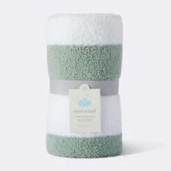 Chenille Stripe Baby Blanket - Green And White Stripe - Cloud Island™ -Cloud Island Shop GUEST f1d770bd 8395 4c5f 908f 0abf2d889710
